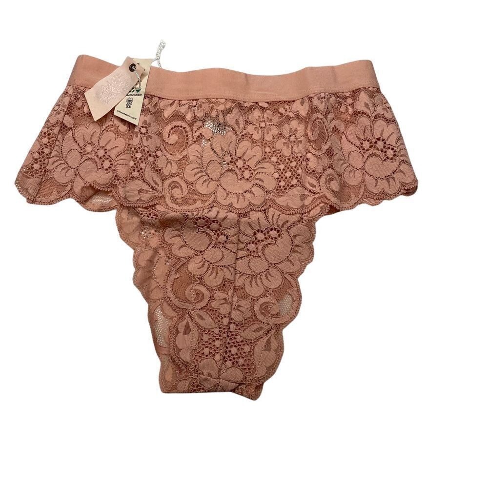 FREE PEOPLE x WE ARE HAH Spin Me Lace Cheeky Panties Cooper Rose X-Small NEW
